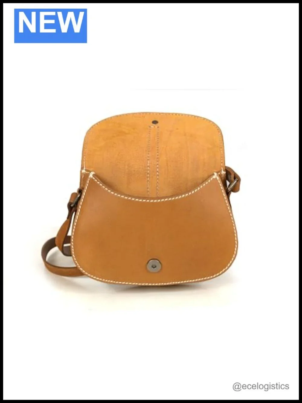 Saddle Leather Crossbody Bag with Adjustable Strap and Buckle Closure